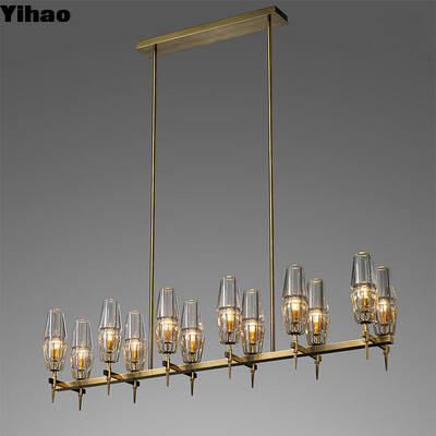 কেনা কাস্টমাইজযোগ্য ডিজাইন ব্রাস এবং গ্লাস পেন্ডেন্ট লাইট আধুনিক বিলাসবহুল চ্যান্ডেলিয়ারের জন্য 50000 ঘন্টা জীবনকাল সহ অনলাইন উত্পাদন